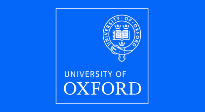 University of Oxford logo in white on a blue background.