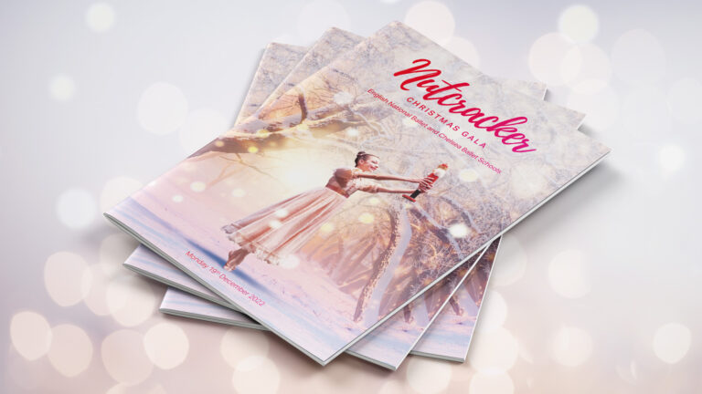 Stack of English National Ballet Nutcracker Christmas Gala brochures.